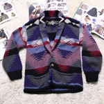 Acoustic vintage pattern knit cardigan