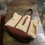 warehouse leather canvas tote bag 
