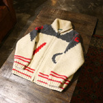 vintage ice harkey pattern cowichan sweater zip-up